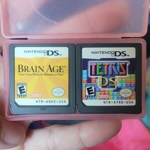 Nintendo DS Brain Age and Tetris DS Game Bundle Includes A Pink Carrying Case